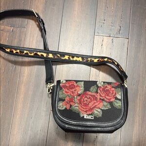 Kate Spade Black and Red Floral Crossbody Bag
